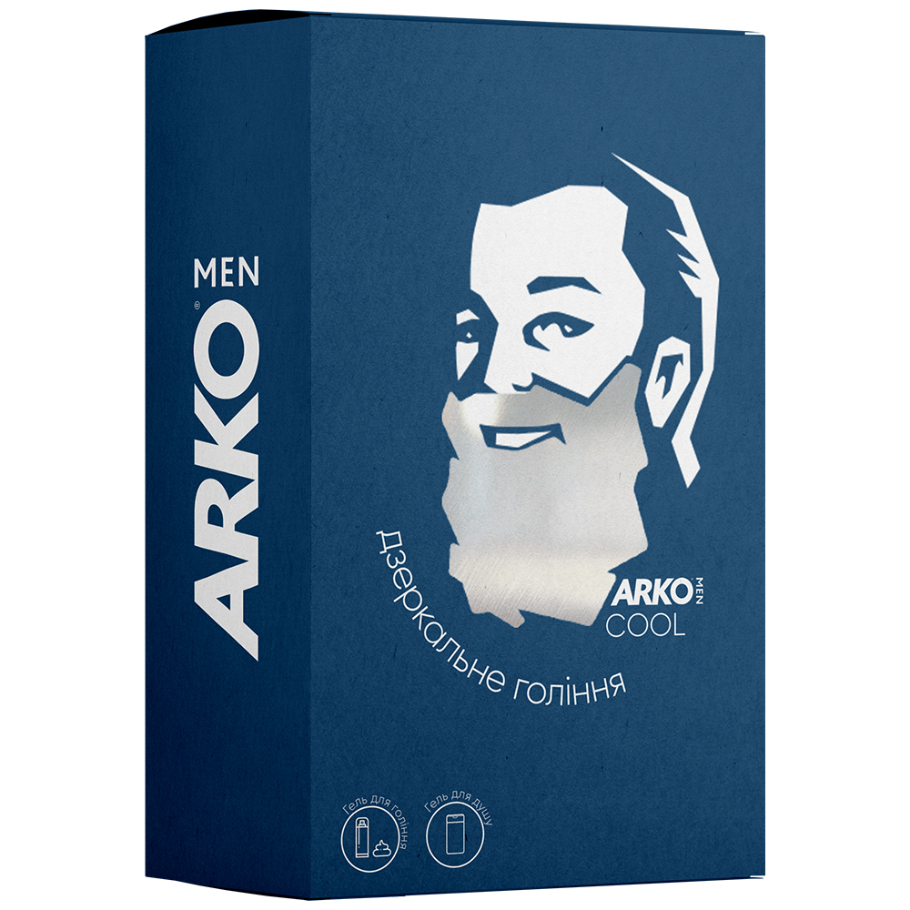 Акция на Подарочный набор Arko Men Cool Гель для бритья+Гель для душа 2в1, 200/260 мл от Auchan