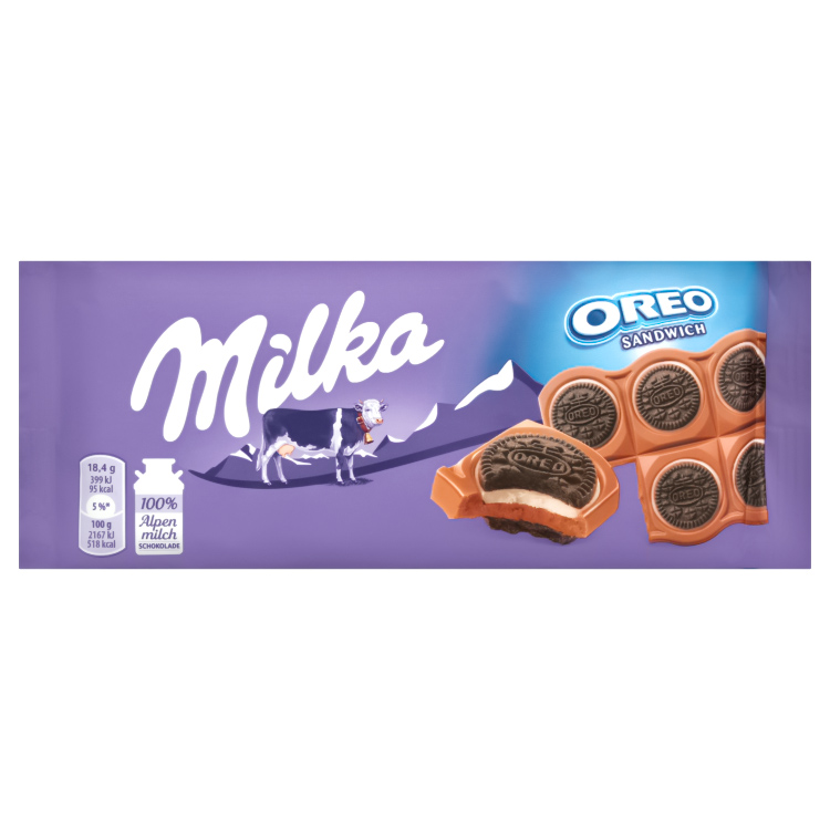 Акція на Шоколад молочный Milka с ванильной начинкой и печеньем Oreo, 92 г від Auchan