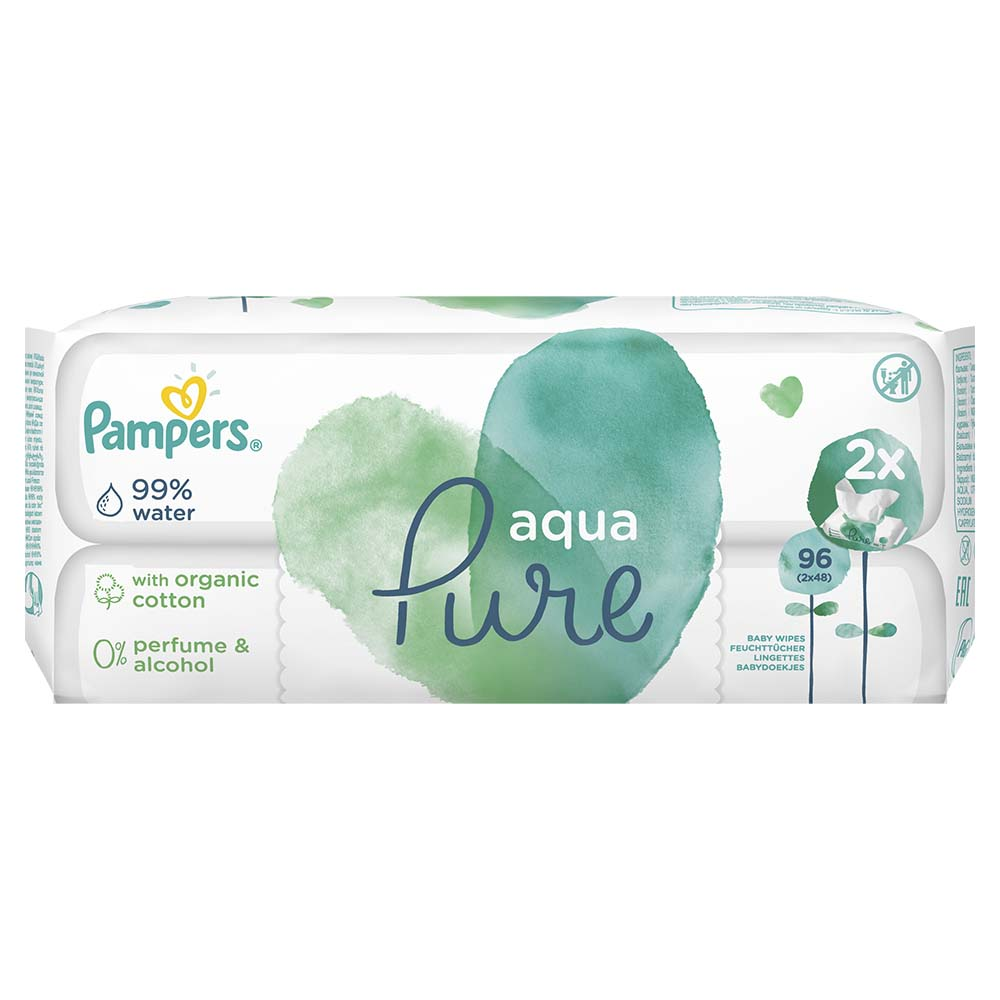 Акция на Детские салфетки Pampers Aqua Pure, 2x48 шт. от Auchan