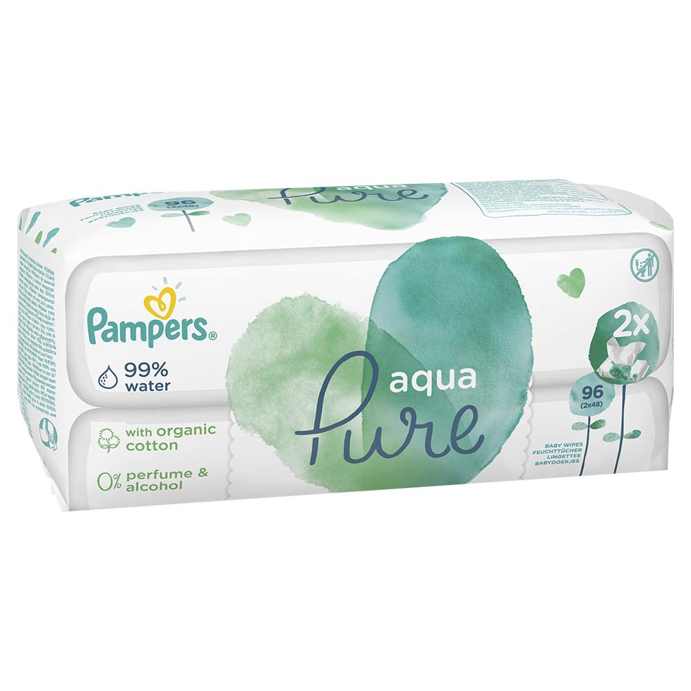 Акция на Детские салфетки Pampers Aqua Pure, 2x48 шт. от Auchan - 2