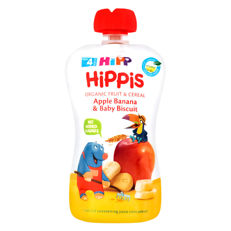 Акція на Фруктовое пюре HiPP HiPPiS Яблоко-банан с детским печеньем, с 4 месяцев 100 г від Auchan