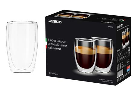 Акция на ARDESTO Набор чашек с двойными стенками, 400 мл, H 13,5 см, 2 шт, боросиликатное стекло от Auchan